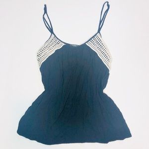 Navy flowy cotton tank top